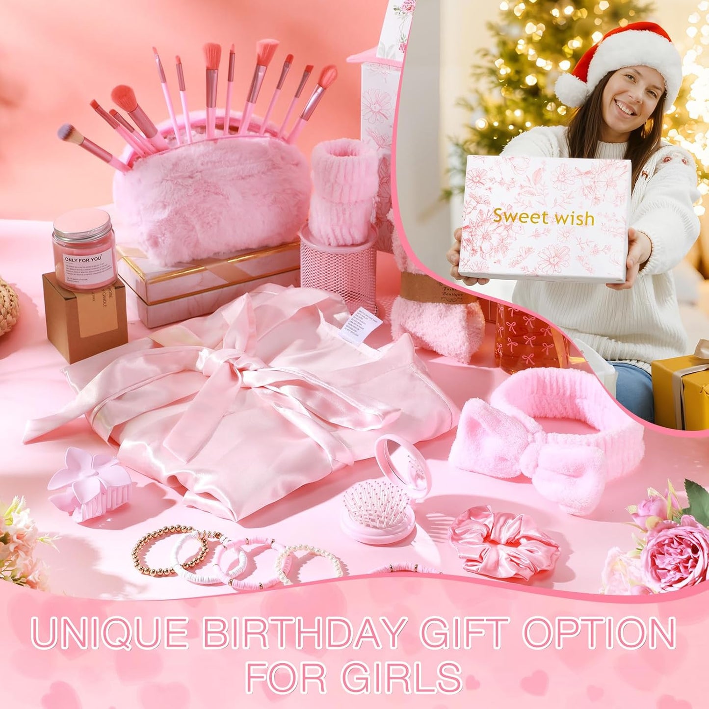 15 Pcs Birthday Gifts for Women Robe Sets for Women Spa Basket Set Graduation Gifts Bath Robe Make up Brushes Scented Candle Fluffy Socks Coffee Cup for Mom Nurse Girlfriend Wife(Yellow)