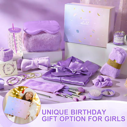 15 Pcs Birthday Gifts for Women Robe Sets for Women Spa Basket Set Graduation Gifts Bath Robe Make up Brushes Scented Candle Fluffy Socks Coffee Cup for Mom Nurse Girlfriend Wife(Yellow)