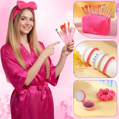 15 Pcs Birthday Gifts for Women Robe Sets for Women Spa Basket Set Graduation Gifts Bath Robe Make up Brushes Scented Candle Fluffy Socks Coffee Cup for Mom Nurse Girlfriend Wife(Yellow)