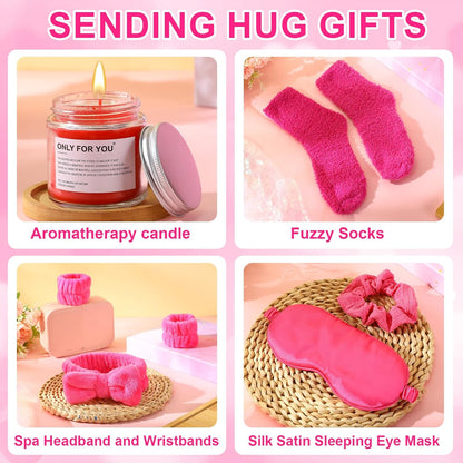 15 Pcs Birthday Gifts for Women Robe Sets for Women Spa Basket Set Graduation Gifts Bath Robe Make up Brushes Scented Candle Fluffy Socks Coffee Cup for Mom Nurse Girlfriend Wife(Yellow)