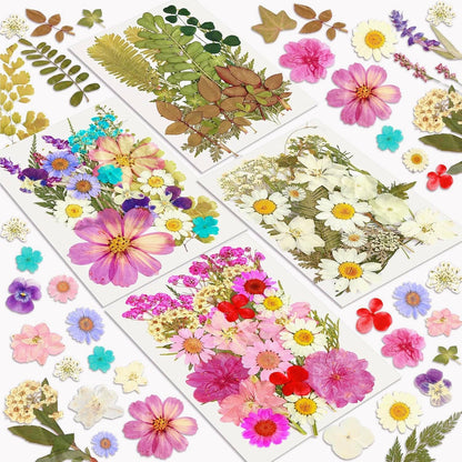 Dried Flowers, 100Pcs Pressed Flowers for Craft | Real Natural Dried Flowers Dry Leaves Kit for DIY Making Crafts Resin Soap Candle Scrapbook Supplies Card Making Jewelry