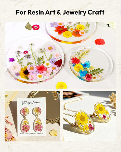 Dried Flowers, 100Pcs Pressed Flowers for Craft | Real Natural Dried Flowers Dry Leaves Kit for DIY Making Crafts Resin Soap Candle Scrapbook Supplies Card Making Jewelry