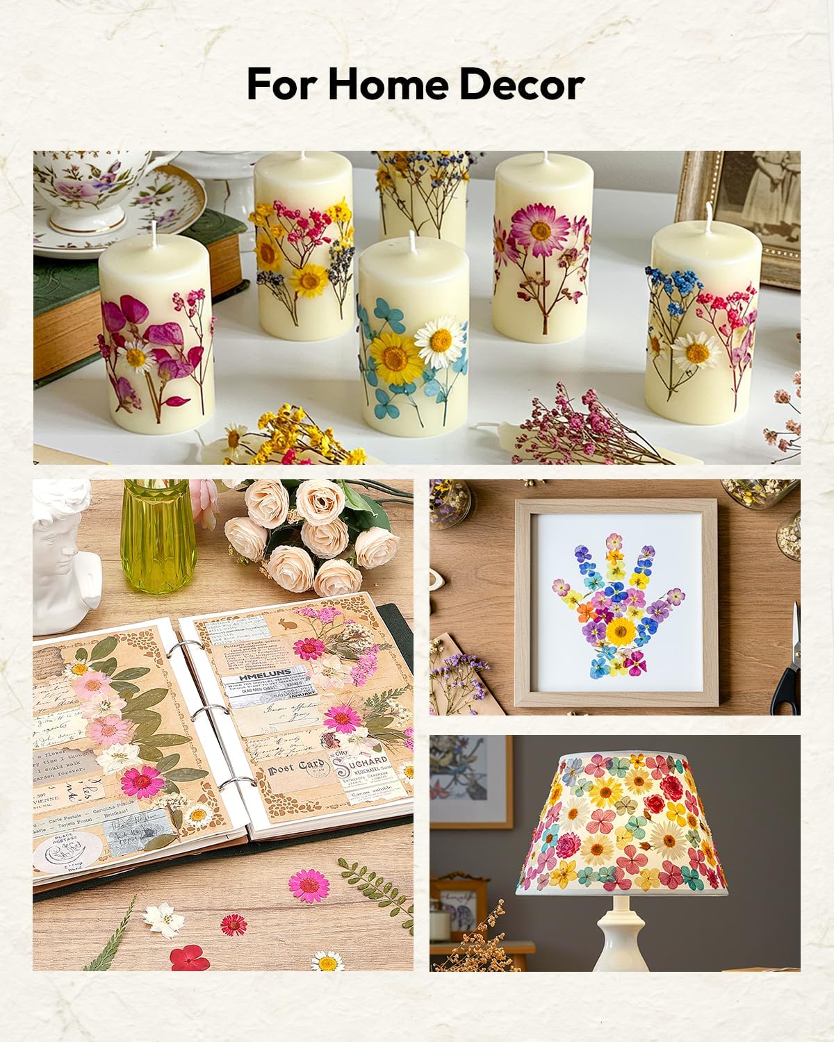 Dried Flowers, 100Pcs Pressed Flowers for Craft | Real Natural Dried Flowers Dry Leaves Kit for DIY Making Crafts Resin Soap Candle Scrapbook Supplies Card Making Jewelry