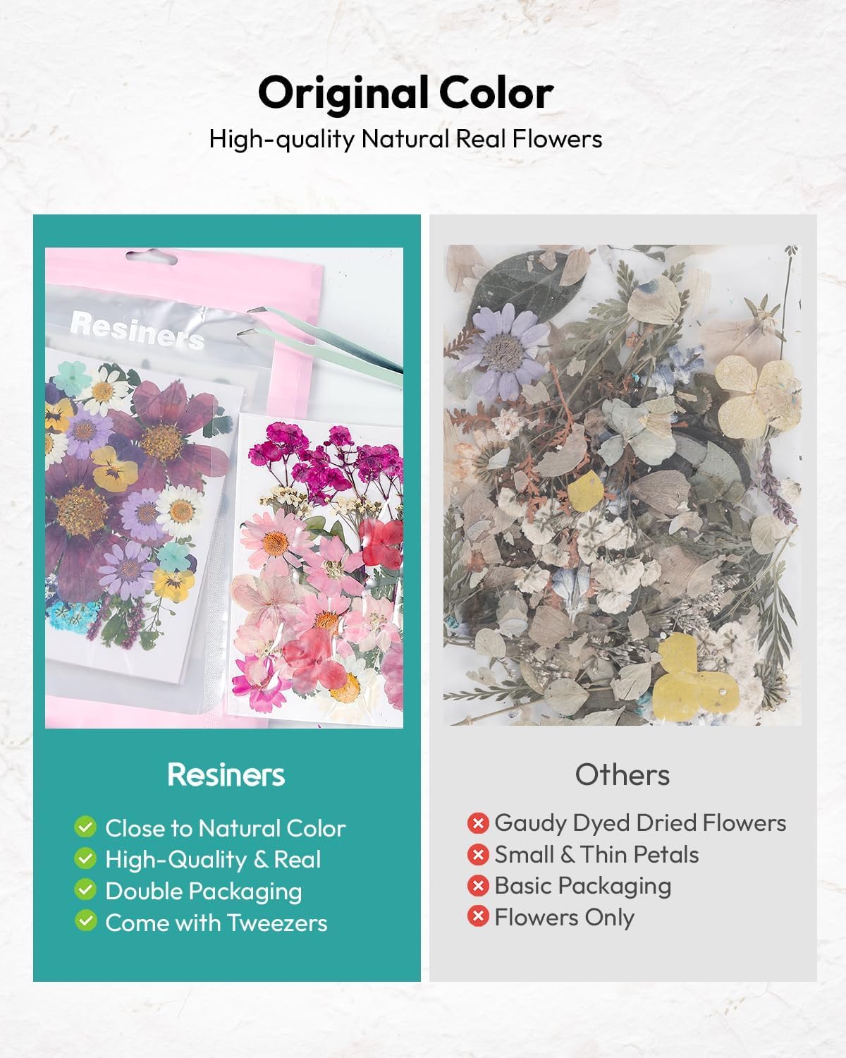Dried Flowers, 100Pcs Pressed Flowers for Craft | Real Natural Dried Flowers Dry Leaves Kit for DIY Making Crafts Resin Soap Candle Scrapbook Supplies Card Making Jewelry