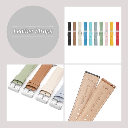 Quick Release Leather Watch Straps With Buckle For Garmin Watches, Leather Watch Band For Samsung Galaxy Watches - Multiple Colors