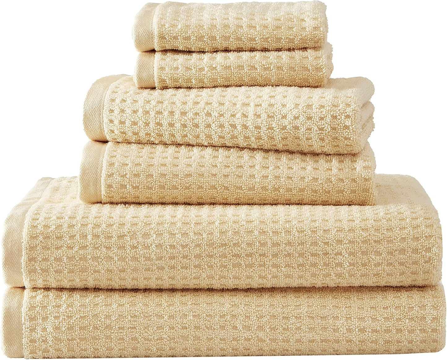 Bath Towels, Highly Absorbent & Soft Bathroom Essentials, Low Linting & Fade Resistant, Oeko-Tex Certified (Northern Pacific Sun Yellow, 6-Piece)
