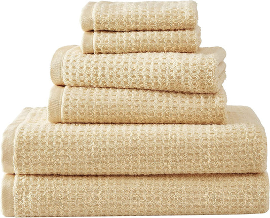 Bath Towels, Highly Absorbent & Soft Bathroom Essentials, Low Linting & Fade Resistant, Oeko-Tex Certified (Northern Pacific Sun Yellow, 6-Piece)