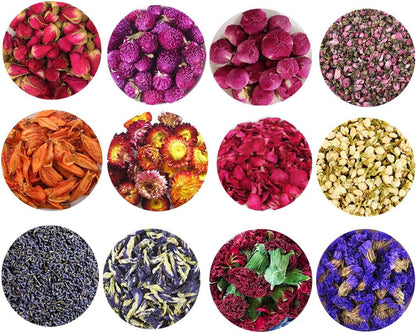 Dry Flowers and Herbs Accessories Decorations Natural Flower 12 Bags Set Dried Flowers for Soap Bath Bombs Making and Dried Flower Crafts