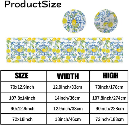 Blue Lemons Flowers Italian Summer Table Runner Dresser Scarves and Runners Short Table Runners Spring Decorations Spring Theme Kitchen Decor for Home Party Decor 70 × 13 inch