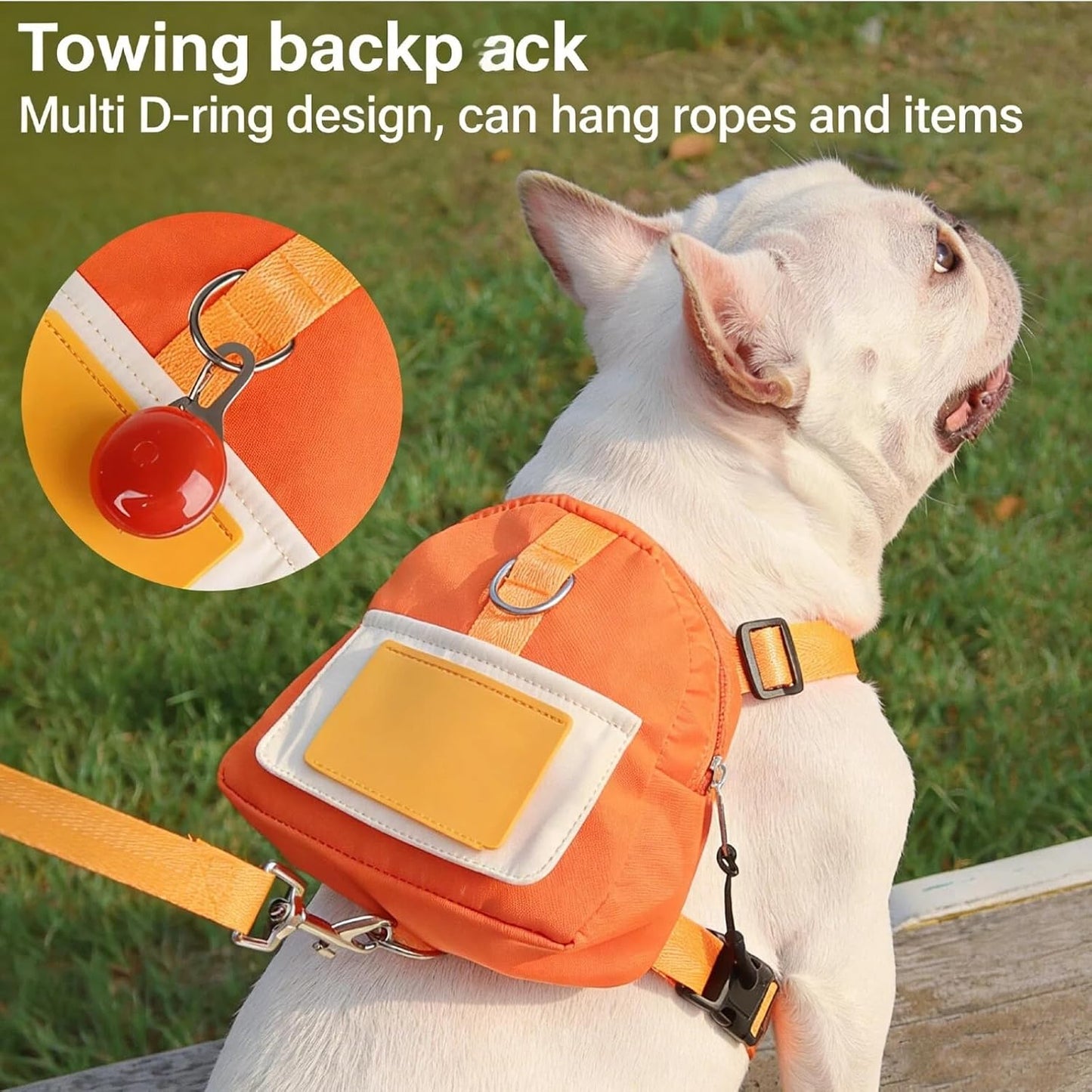 Small Dog Backpack Harness with Leash Summer Breathable Adjustable Pet Puppy Self Carrier Bag Cute Travel Backpack Yellow S