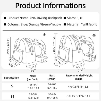 Small Dog Backpack Harness with Leash Summer Breathable Adjustable Pet Puppy Self Carrier Bag Cute Travel Backpack Yellow S
