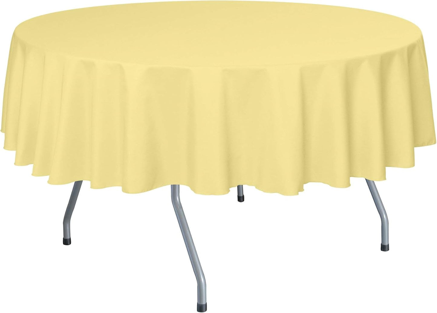 60-Inch Round Polyester Linen Tablecloth - Fits Tables Smaller Than 60-Inches in Diameter, Cornsilk Light Yellow