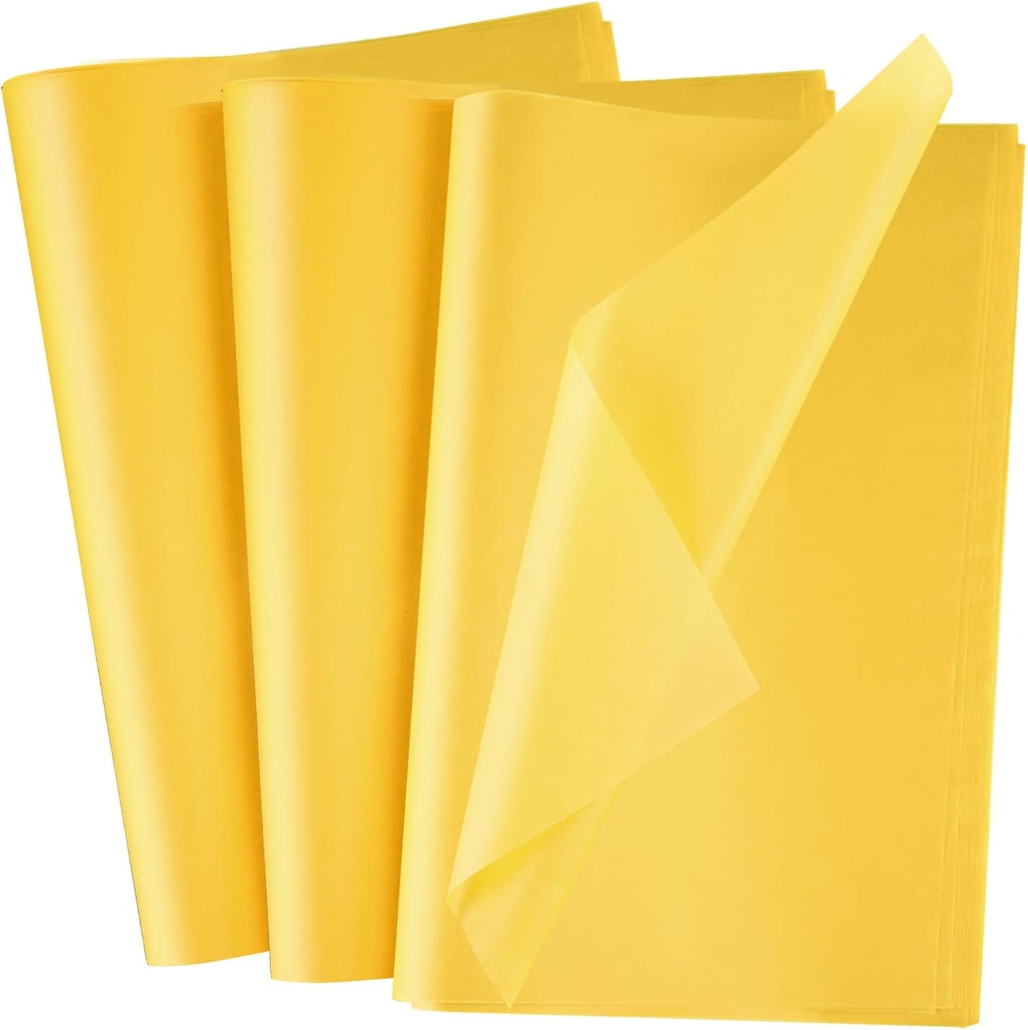 100 Sheets Yellow Wrapping Tissue Paper Gift Bag Decorative | 20x14 Inches, Art Paper for DIY Crafts, Birthday, Wedding, Party Decor