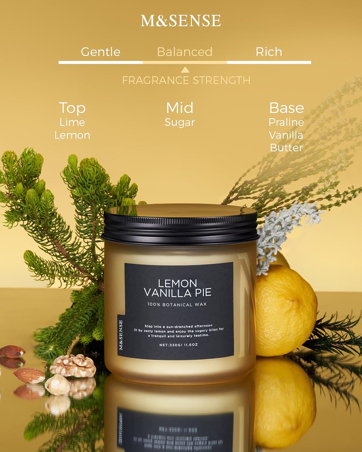 Lemon Vanilla Scented Candles for Home, 11.6oz Natural Soy Wax | 70 Hours Long Lasting, Slow Burn, Clean Non-Toxic, Highly Scented Citrus for Relaxation, Housewarming Gifts for Women Men