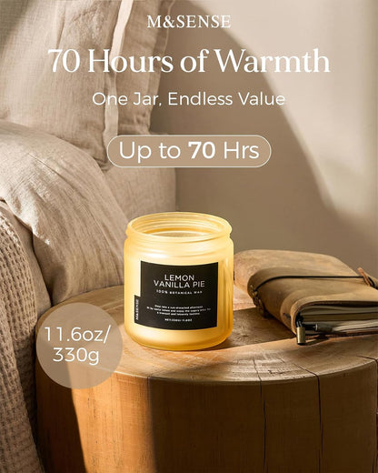 Lemon Vanilla Scented Candles for Home, 11.6oz Natural Soy Wax | 70 Hours Long Lasting, Slow Burn, Clean Non-Toxic, Highly Scented Citrus for Relaxation, Housewarming Gifts for Women Men
