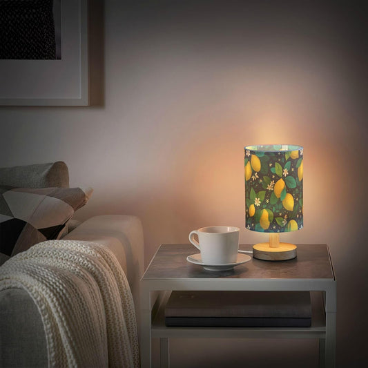 Bedside Table Lamp Lemon Yellow Citrus Fruits (114) Kids Nightstand Lamp Night Light Fabric Shade for Bedroom Living Room Home Office