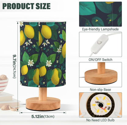 Bedside Table Lamp Lemon Yellow Citrus Fruits (114) Kids Nightstand Lamp Night Light Fabric Shade for Bedroom Living Room Home Office