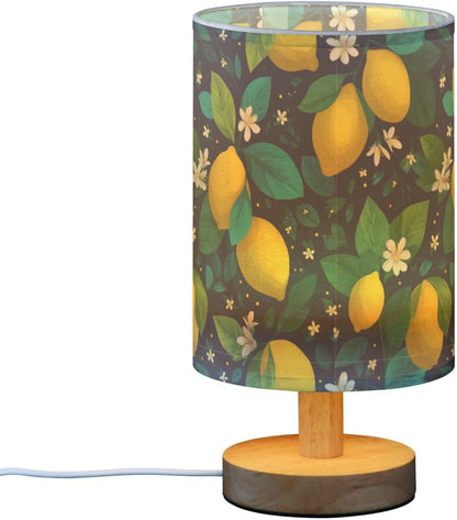 Bedside Table Lamp Lemon Yellow Citrus Fruits (114) Kids Nightstand Lamp Night Light Fabric Shade for Bedroom Living Room Home Office