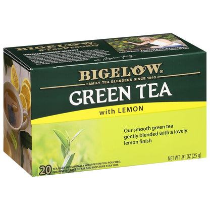 Tea Green with Lemon Tea Bags, Caffeinated, 20 Count, Pack of 6