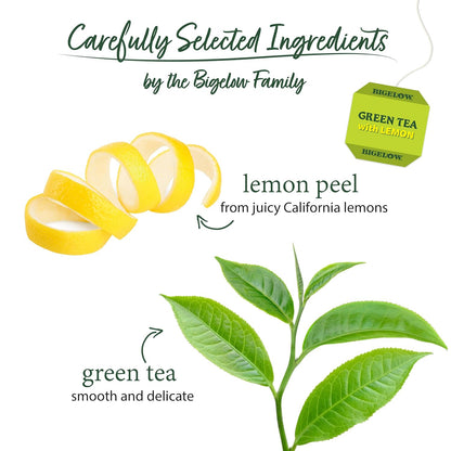 Tea Green with Lemon Tea Bags, Caffeinated, 20 Count, Pack of 6