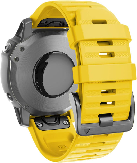 Compatible with Fenix 6X/7X Band 26mm Quickfit Soft Silicone Watch Band Replacement for Fenix 5X/Fenix 8 51mm/Fenix 5X Plus/Fenix 3/Fenix 6X Pro/Descent Descent MK2i Smartwatches (Yellow)