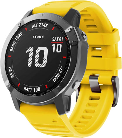 Compatible with Fenix 6X/7X Band 26mm Quickfit Soft Silicone Watch Band Replacement for Fenix 5X/Fenix 8 51mm/Fenix 5X Plus/Fenix 3/Fenix 6X Pro/Descent Descent MK2i Smartwatches (Yellow)
