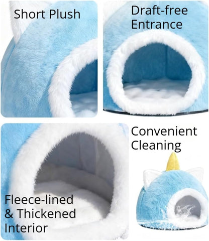 Dome-Shaped Hamster Bed Guinea Pig Fleece-Lined Hideout Non-Collapsing Nest for Ferret Hedgehog Sugar Glider Birds (Yellow,Small)