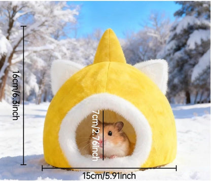 Dome-Shaped Hamster Bed Guinea Pig Fleece-Lined Hideout Non-Collapsing Nest for Ferret Hedgehog Sugar Glider Birds (Yellow,Small)