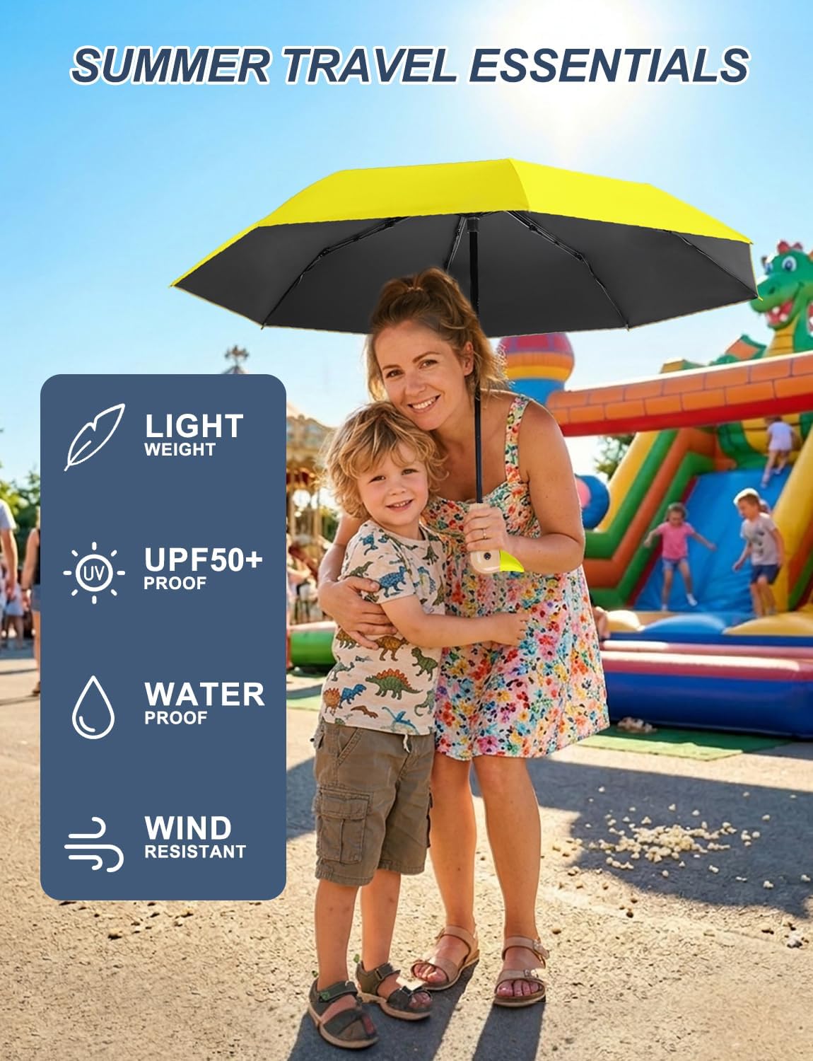 Cute Duck Umbrella, Windproof Compact Travel Umbrella, Sturdy & Collapsible, Original Wooden Handle, Portable for Rain & Sun, Suit for Women & College Students