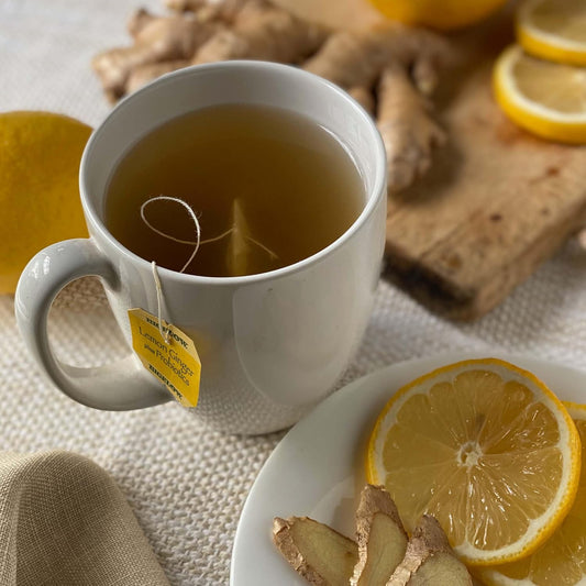 Tea Lemon Ginger plus Probiotics Herbal Tea, Caffeine Free Tea with Lemon and Ginger, 18 Count Box (Pack of 6), 108 Total Tea Bags