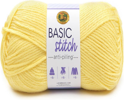 Basic Stitch Anti-Pilling Knitting Yarn, Yarn for Crocheting, 1-Pack, Lemonade | Basic Everyday Worsted Weight Knit & Crochet Acrylic Fiber for Machine Washable Blankets, Aran Sweaters, Cowls, Scarves