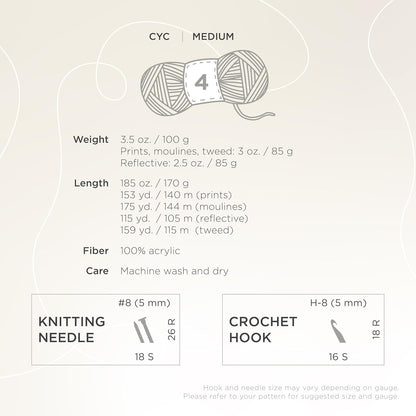 Basic Stitch Anti-Pilling Knitting Yarn, Yarn for Crocheting, 1-Pack, Lemonade | Basic Everyday Worsted Weight Knit & Crochet Acrylic Fiber for Machine Washable Blankets, Aran Sweaters, Cowls, Scarves
