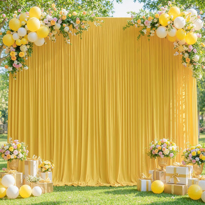 10x10ft Yellow Backdrop Curtains for Wedding Parties Wrinkle Free Yellow Curtains Photo Backdrop Drapes for Photography Birthday Baby Shower Soft Fabric Party Backgournd for Photoshoot