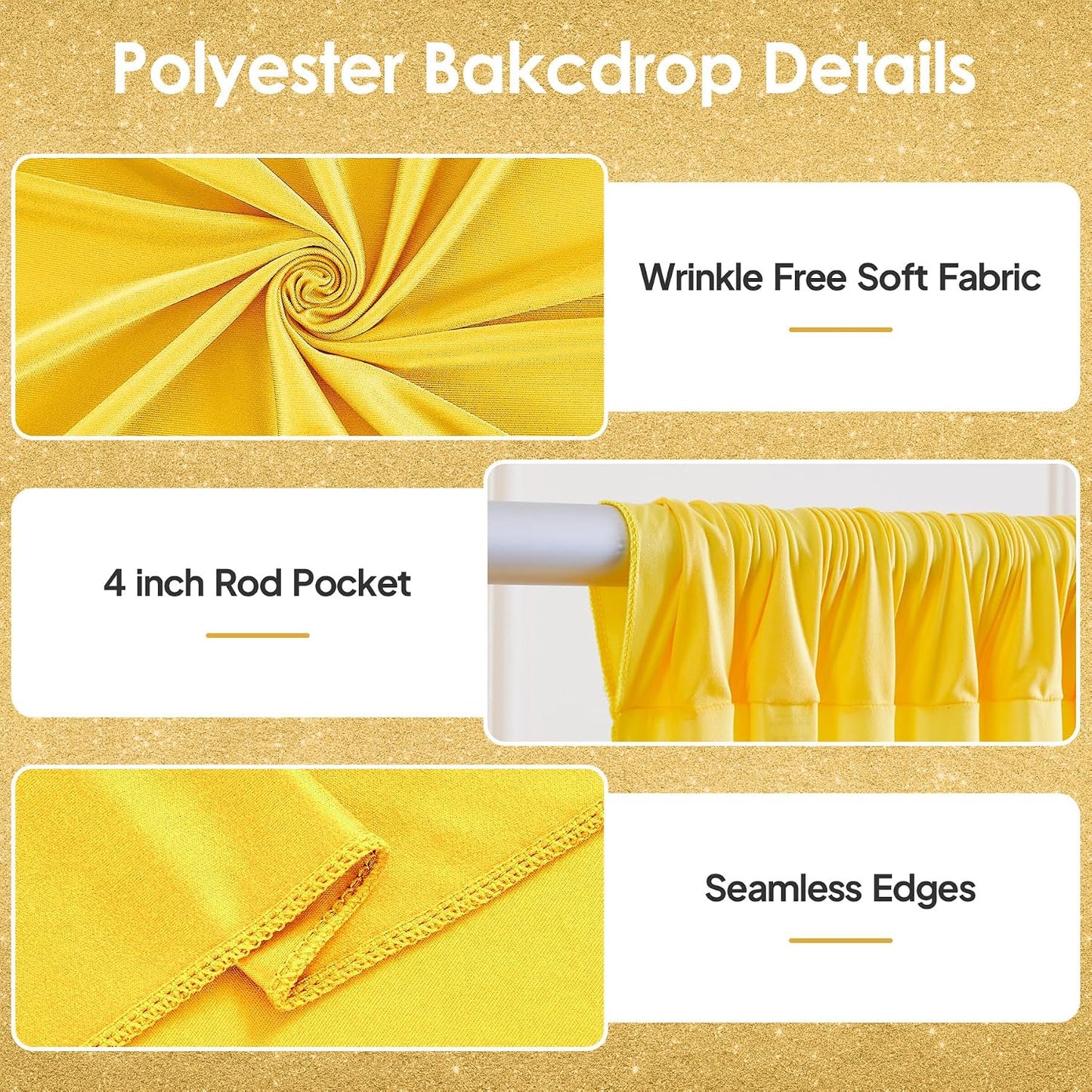 10x10ft Yellow Backdrop Curtains for Wedding Parties Wrinkle Free Yellow Curtains Photo Backdrop Drapes for Photography Birthday Baby Shower Soft Fabric Party Backgournd for Photoshoot