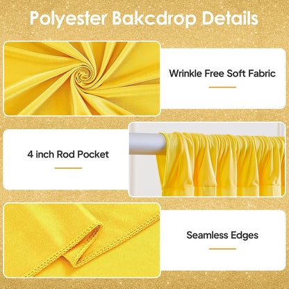 10x10ft Yellow Backdrop Curtains for Wedding Parties Wrinkle Free Yellow Curtains Photo Backdrop Drapes for Photography Birthday Baby Shower Soft Fabric Party Backgournd for Photoshoot