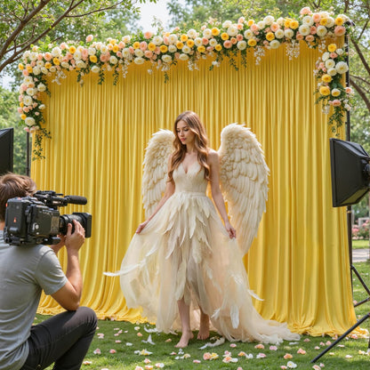10x10ft Yellow Backdrop Curtains for Wedding Parties Wrinkle Free Yellow Curtains Photo Backdrop Drapes for Photography Birthday Baby Shower Soft Fabric Party Backgournd for Photoshoot