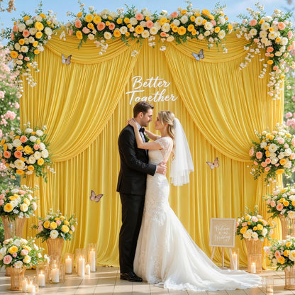 10x10ft Yellow Backdrop Curtains for Wedding Parties Wrinkle Free Yellow Curtains Photo Backdrop Drapes for Photography Birthday Baby Shower Soft Fabric Party Backgournd for Photoshoot