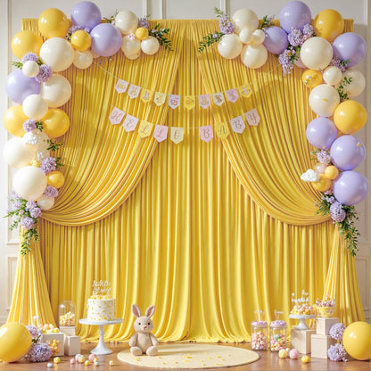 10x10ft Yellow Backdrop Curtains for Wedding Parties Wrinkle Free Yellow Curtains Photo Backdrop Drapes for Photography Birthday Baby Shower Soft Fabric Party Backgournd for Photoshoot