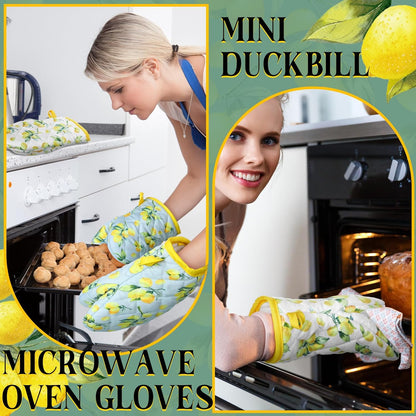 4 Pack Lemon Mini Oven Mitt Decoration Lemon Kitchen Mitts Small Cotton Pot Holders Summer Heat Resistant Potholder for Baking Barbecue Kitchen Gift