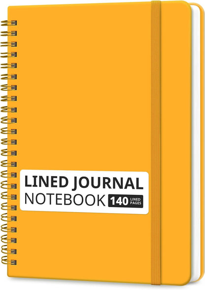Lined Spiral Journal Notebook for Women & Men, 140 Pages, College Ruled Hardcover Notebook for Work & Note Taking, Journals for Writing, A5(5.7" x 7.9") – Yellow