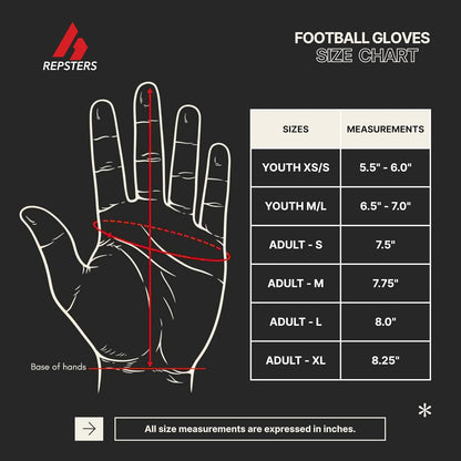 RPG1 Football Gloves - Adult & Youth Sizes – Extra Sticky Grip Kids Football Gloves for Game Day, Training, High School
