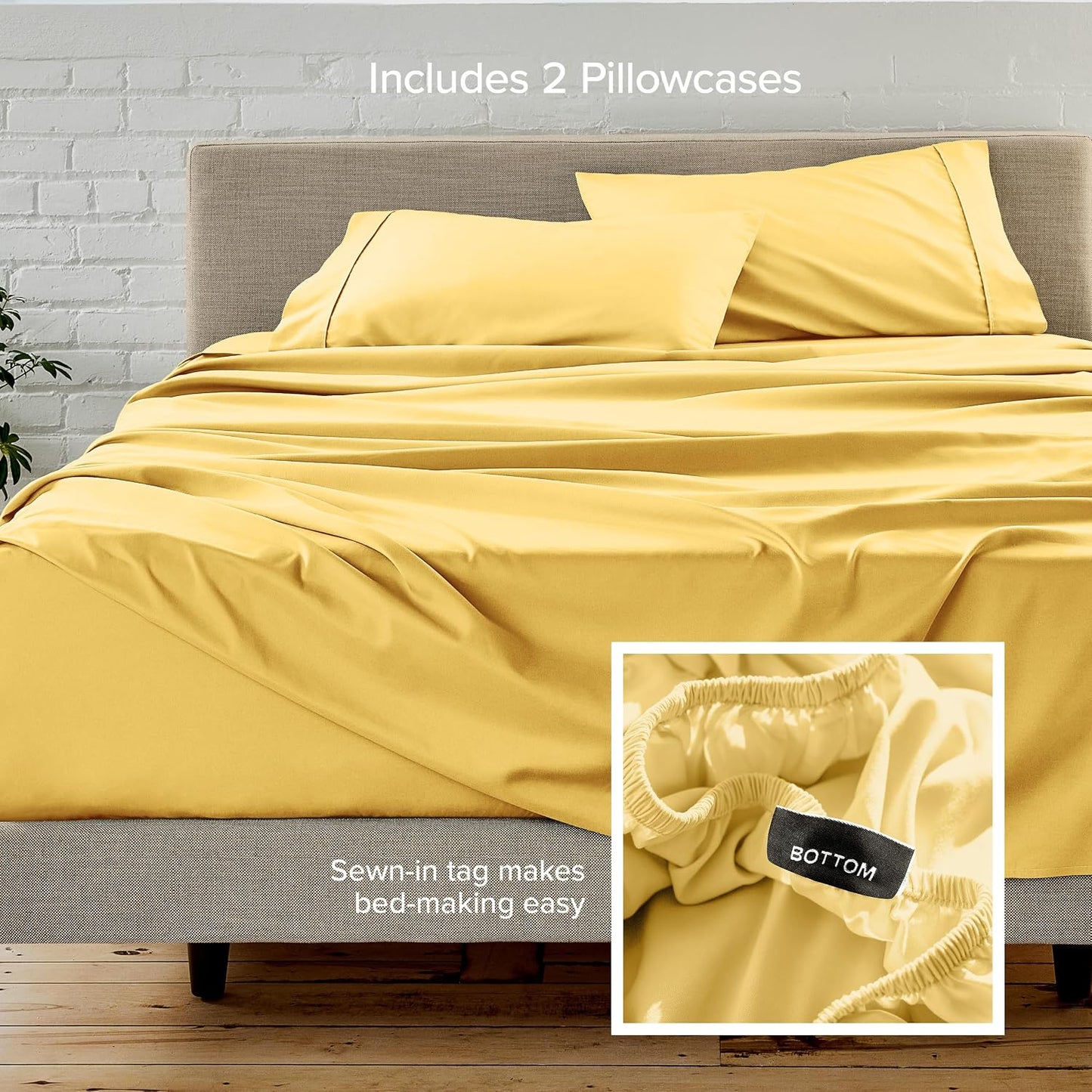 Hotel Luxury Twin XL Sheet Set, Extra Soft - 4 Piece Set - Deep Pockets - Easy Fit - Cooling & Breathable - Wrinkle, Fade, Stain Resistant - Includes 2 Pillowcases (Twin XL, Lemon Drop)