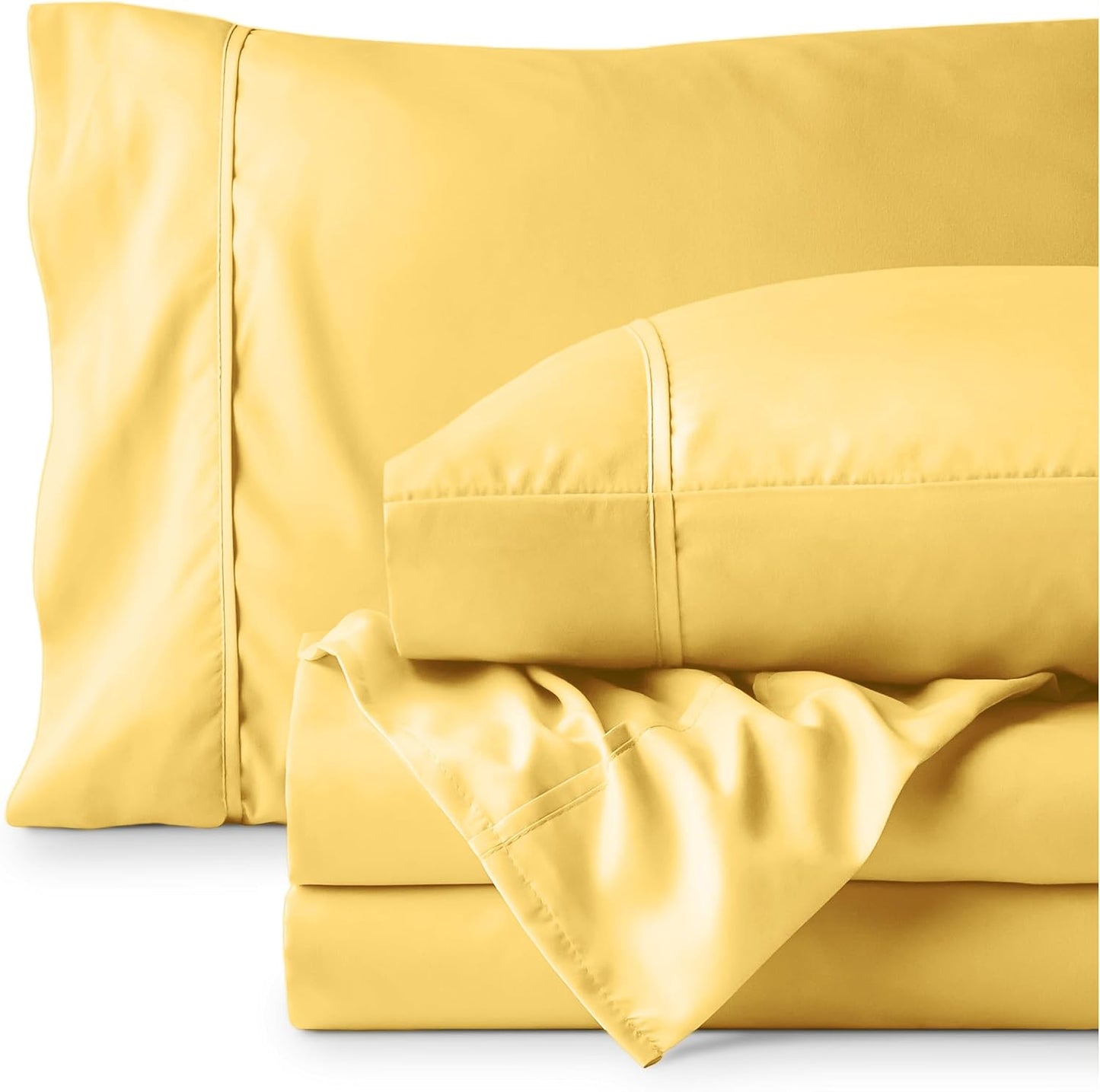 Hotel Luxury Twin XL Sheet Set, Extra Soft - 4 Piece Set - Deep Pockets - Easy Fit - Cooling & Breathable - Wrinkle, Fade, Stain Resistant - Includes 2 Pillowcases (Twin XL, Lemon Drop)