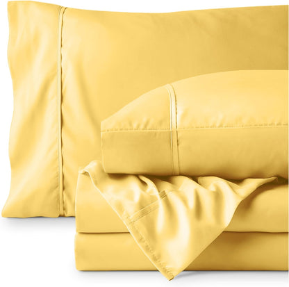 Hotel Luxury Twin XL Sheet Set, Extra Soft - 4 Piece Set - Deep Pockets - Easy Fit - Cooling & Breathable - Wrinkle, Fade, Stain Resistant - Includes 2 Pillowcases (Twin XL, Lemon Drop)