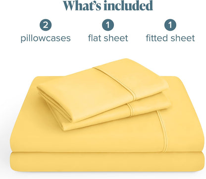 Hotel Luxury Twin XL Sheet Set, Extra Soft - 4 Piece Set - Deep Pockets - Easy Fit - Cooling & Breathable - Wrinkle, Fade, Stain Resistant - Includes 2 Pillowcases (Twin XL, Lemon Drop)