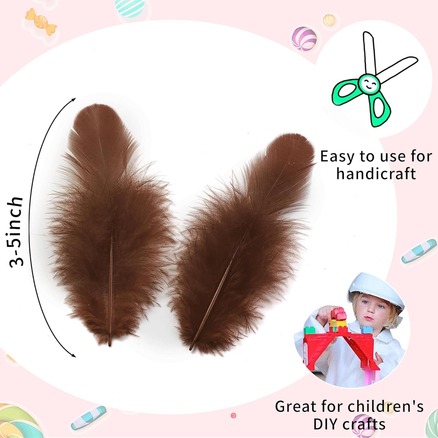 Yellow Craft Feathers Bulk for Crafting Supplies,300Pcs,3-5inch | Natural Rooster Feathers for DIY School Crafts,Dream Catcher,Halloween,Easter,Mardi Gras and Thanksgiving Home Party Decor