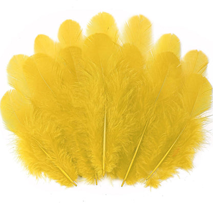 Yellow Craft Feathers Bulk for Crafting Supplies,300Pcs,3-5inch | Natural Rooster Feathers for DIY School Crafts,Dream Catcher,Halloween,Easter,Mardi Gras and Thanksgiving Home Party Decor