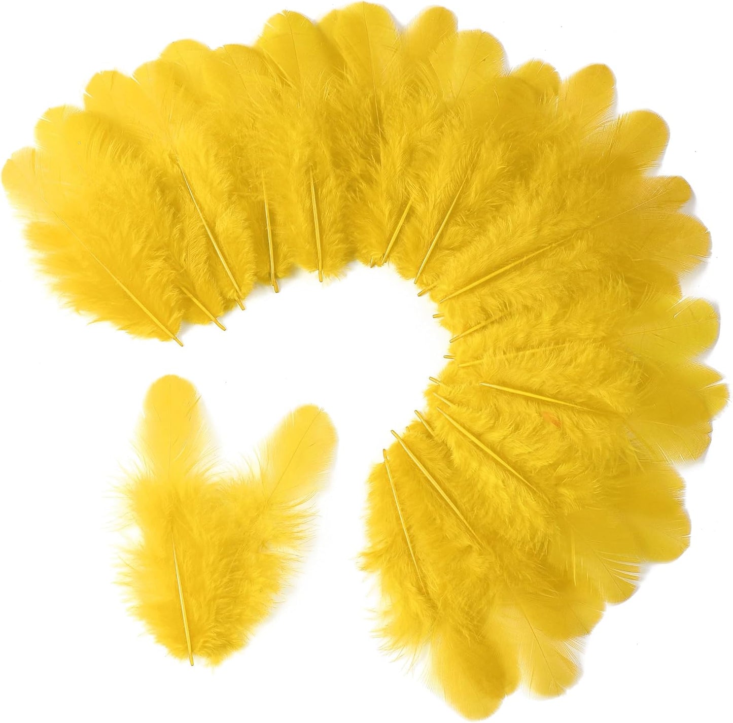 Yellow Craft Feathers Bulk for Crafting Supplies,300Pcs,3-5inch | Natural Rooster Feathers for DIY School Crafts,Dream Catcher,Halloween,Easter,Mardi Gras and Thanksgiving Home Party Decor