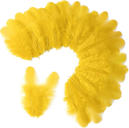 Yellow Craft Feathers Bulk for Crafting Supplies,300Pcs,3-5inch | Natural Rooster Feathers for DIY School Crafts,Dream Catcher,Halloween,Easter,Mardi Gras and Thanksgiving Home Party Decor