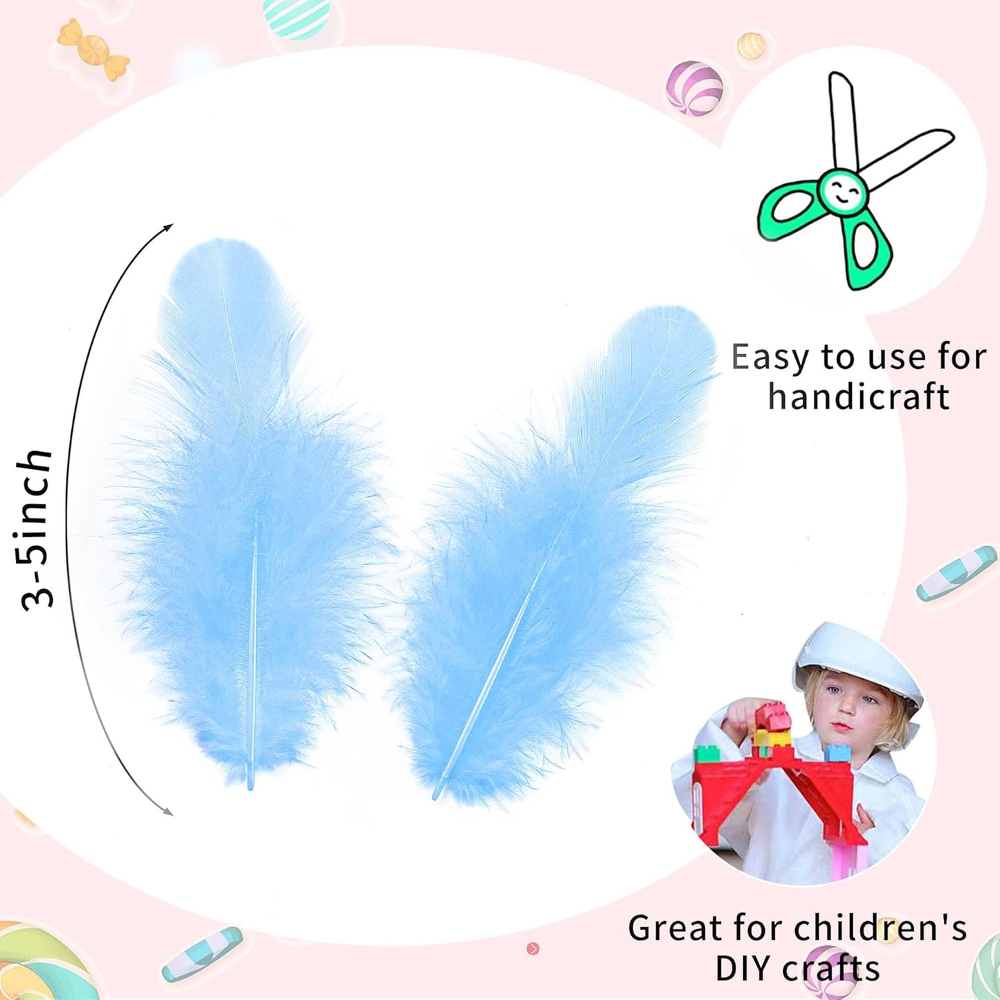 Yellow Craft Feathers Bulk for Crafting Supplies,300Pcs,3-5inch | Natural Rooster Feathers for DIY School Crafts,Dream Catcher,Halloween,Easter,Mardi Gras and Thanksgiving Home Party Decor
